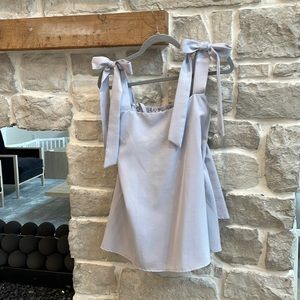 Super cute light blue tie shoulder top